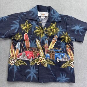 Pacific Legend Apparel Hawaiian Surf Woody Kids Button Down Shirt Sz 1T Vacation